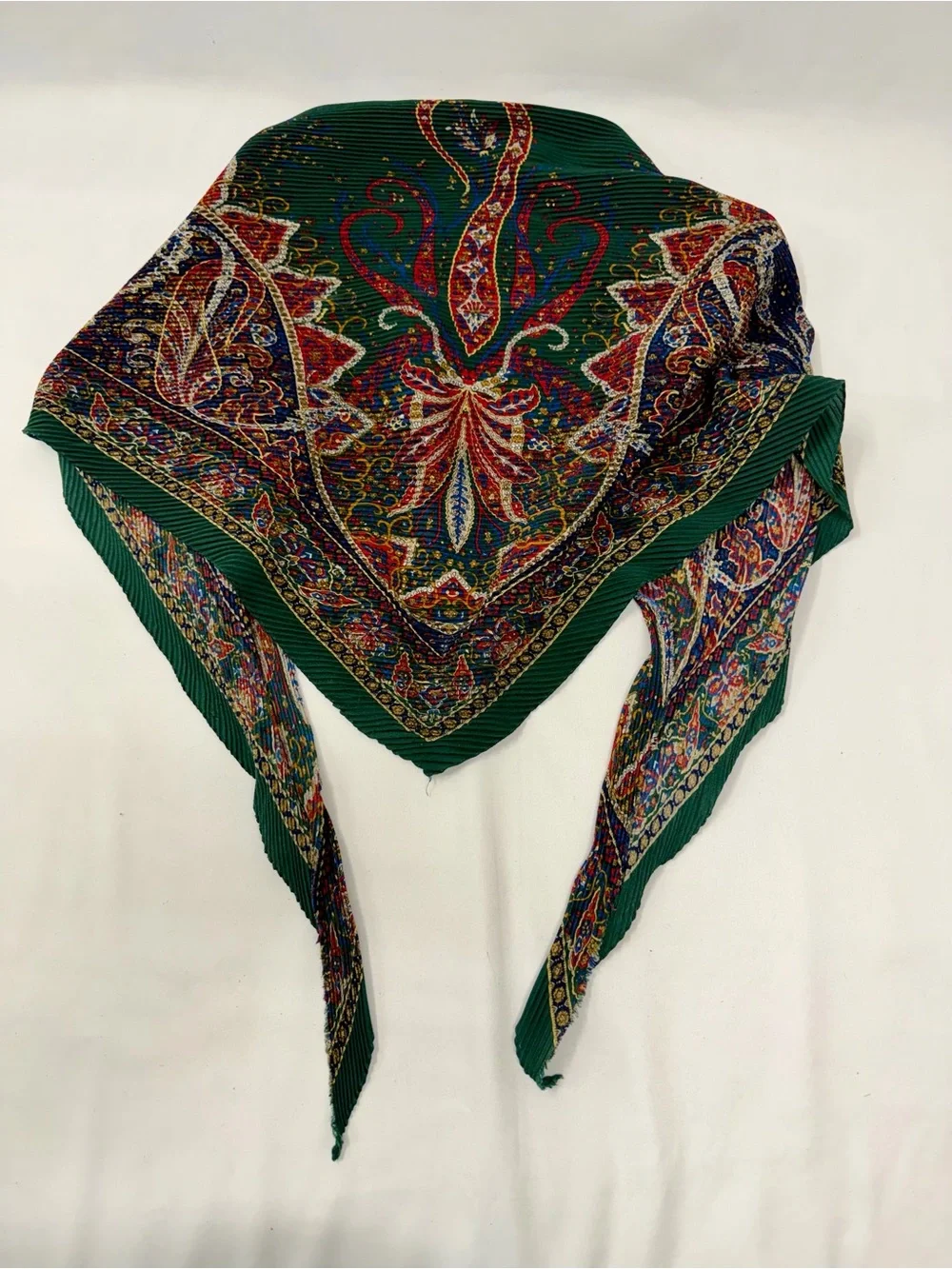 Pleated Paisley Scarf Wrap Shawl in Jewel Tones